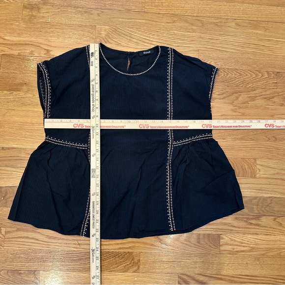 Madewell Black Embroidered Folk Blouse Size Medium - Picture 6 of 6